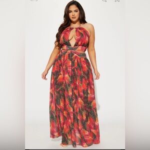 Hot In The Tropics Maxi Dress - Red/combo